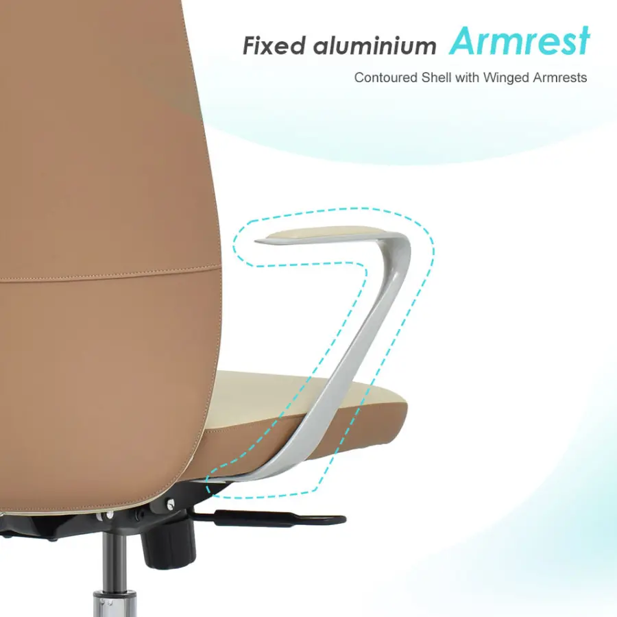 Luxury Conference Meeting Room Reception Area Executive Aluminum Armrest Leather Office Chair with Swivel — image 5