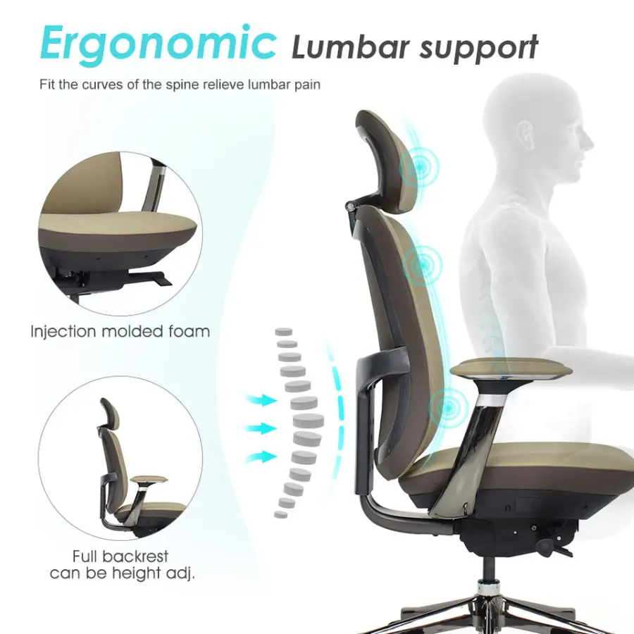 High-end European Design Director CEO Office Heavy Duty Leather Executive Chair for 8-10 Hours Sitting — image 3