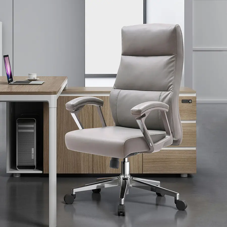 China Manufacturers Swivel High Back Premium Desk Work boss Executive comfort High Density Foam Modern Leather Office Ch — view 1