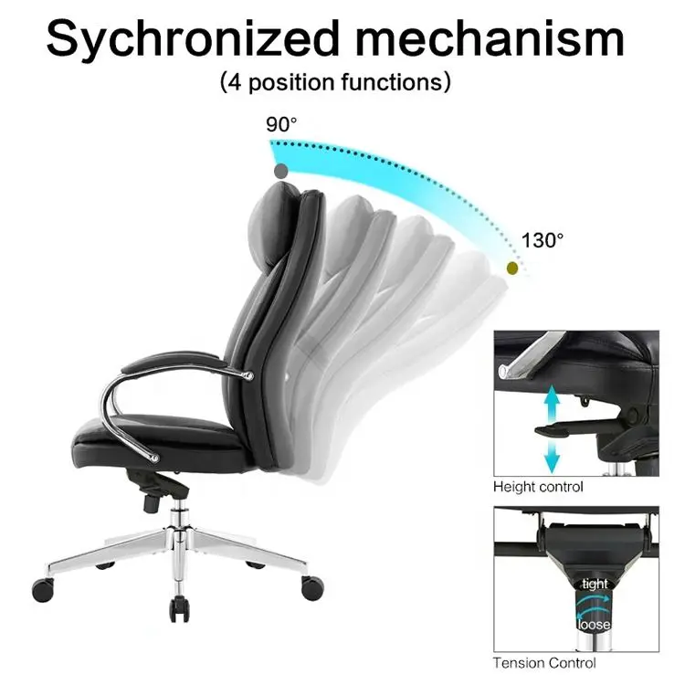 Factory Direct Supply Contemporary Office Leather Chair Black Swivel Government Office Chair Ceo — view 5