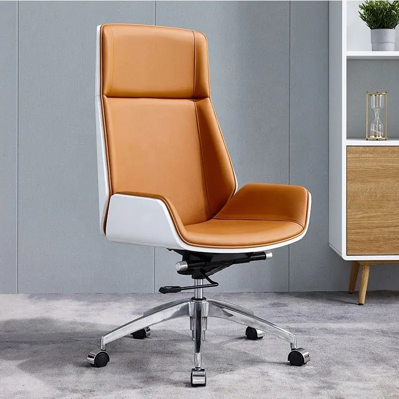High End boss Gold and White Luxury Leather Executive Office Chair — view 1