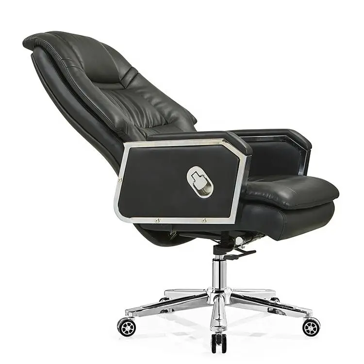 High Quality High Back Luxury Comfortable Genuine Leather Manager Executive Chair Reclining Boss Office Chair Leather — image 4