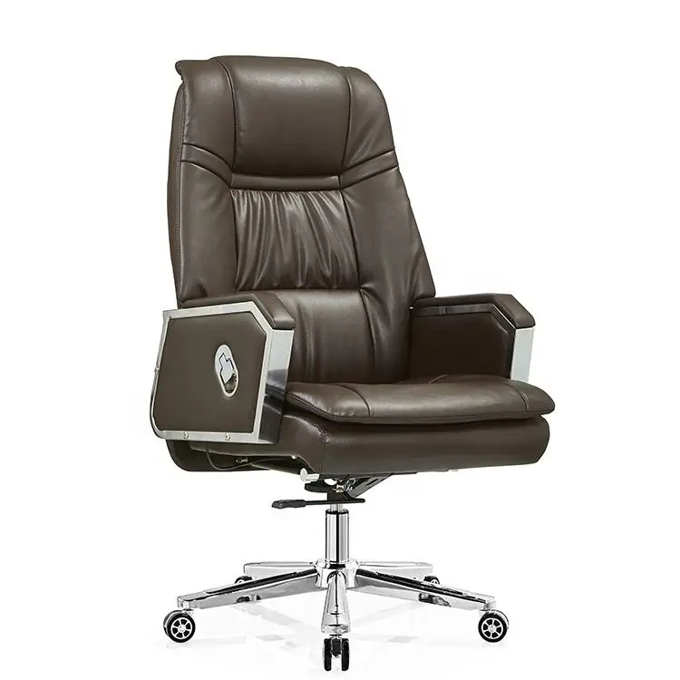 High Quality High Back Luxury Comfortable Genuine Leather Manager Executive Chair Reclining Boss Office Chair Leather — image 5