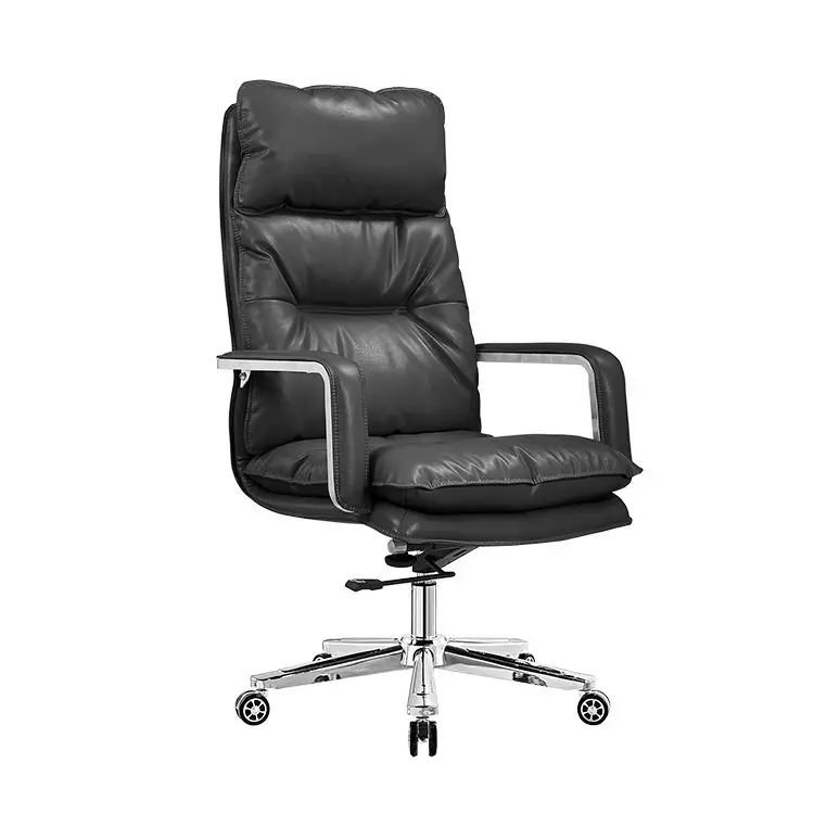 Cheap Massage Soft Ergonomic Office Furniture Executive Recliner boss Chairs Luxury Brown PU Leather Office Chair — image 3