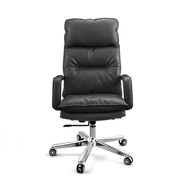Cheap Massage Soft Ergonomic Office Furniture Executive Recliner boss Chairs Luxury Brown PU Leather Office Chair — image 4