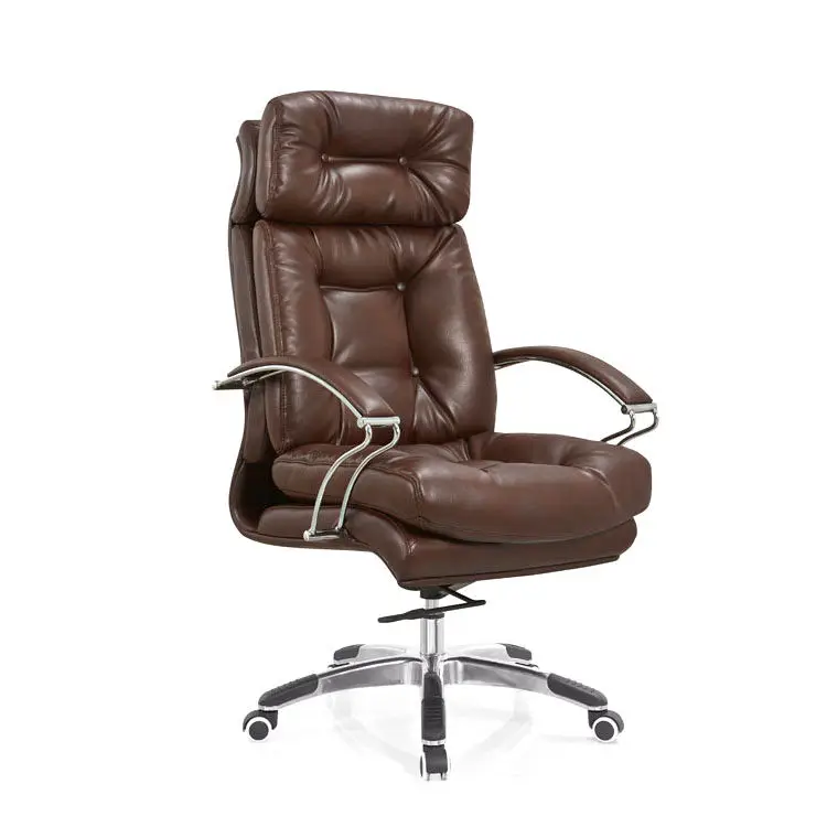 Foshan Factory Direct Best Price Executive Leather Swivel Chair Ergonomic Office Chrome Chair With Wheels Black PU Material — image 4