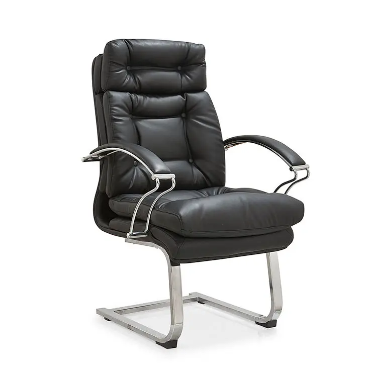 Foshan Factory Direct Best Price Executive Leather Swivel Chair Ergonomic Office Chrome Chair With Wheels Black PU Material — image 5
