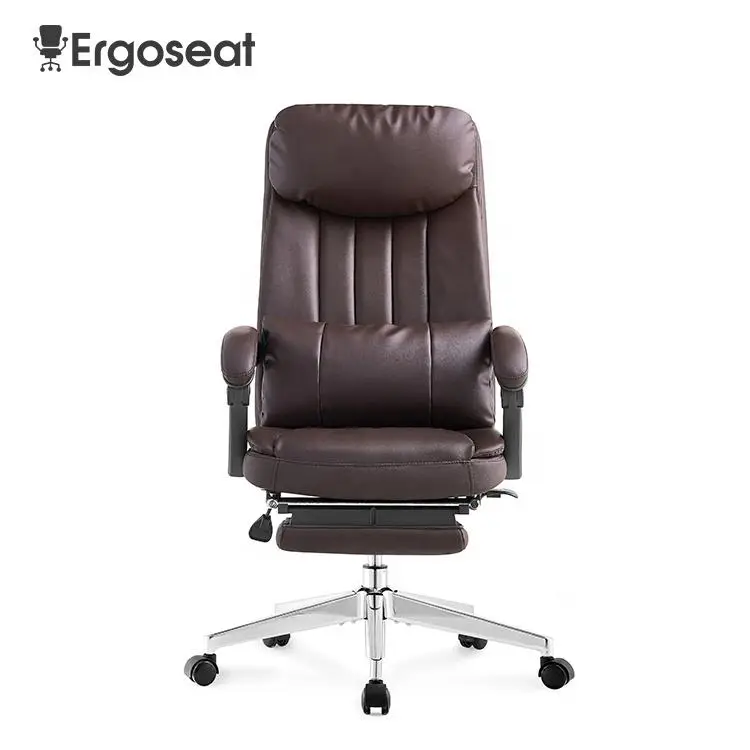 Luxury Leather Seat Manager boss Business Executive Genuine Leather boss Chair Office with Foot Rest — image 4
