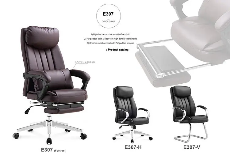 Luxury Leather Seat Manager boss Business Executive Genuine Leather boss Chair Office with Foot Rest — image 5