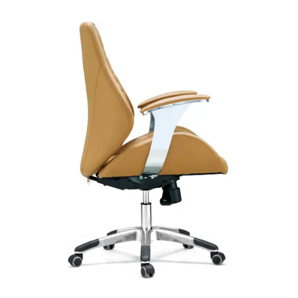 Wholesale Manufacturer China Brown Leather Work Ergonomic boss Desk Executive Chair PU Leather Office Chair — image 4