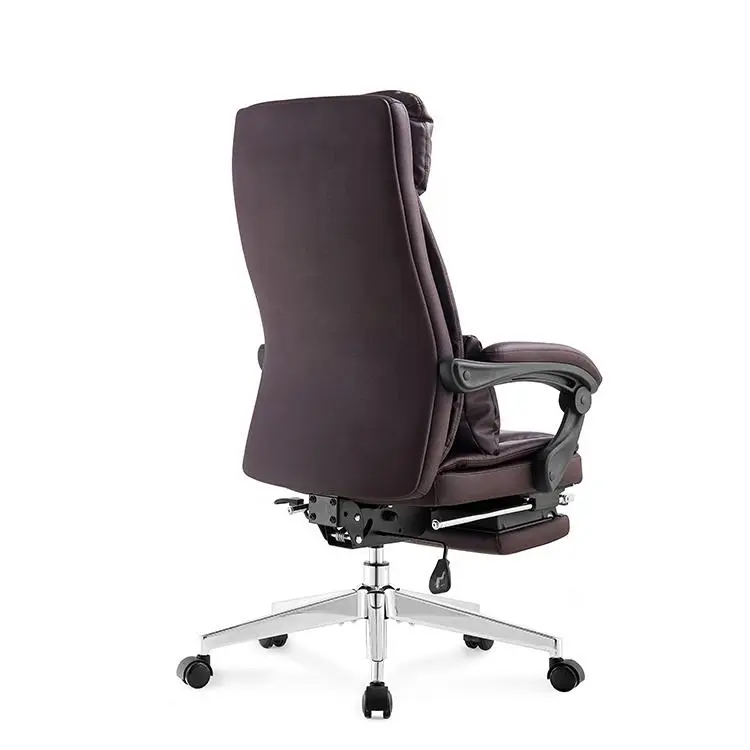 Luxury Boss Ergonomic Chair Recliner Soft Genuine Leather Revolving Swivel Management Executive Office Chair With Footrest — image 4