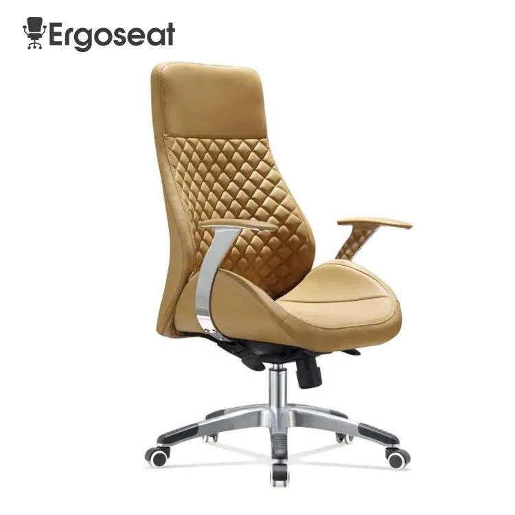 Wholesale Manufacturer China Brown Leather Work Ergonomic boss Desk Executive Chair PU Leather Office Chair — image 5