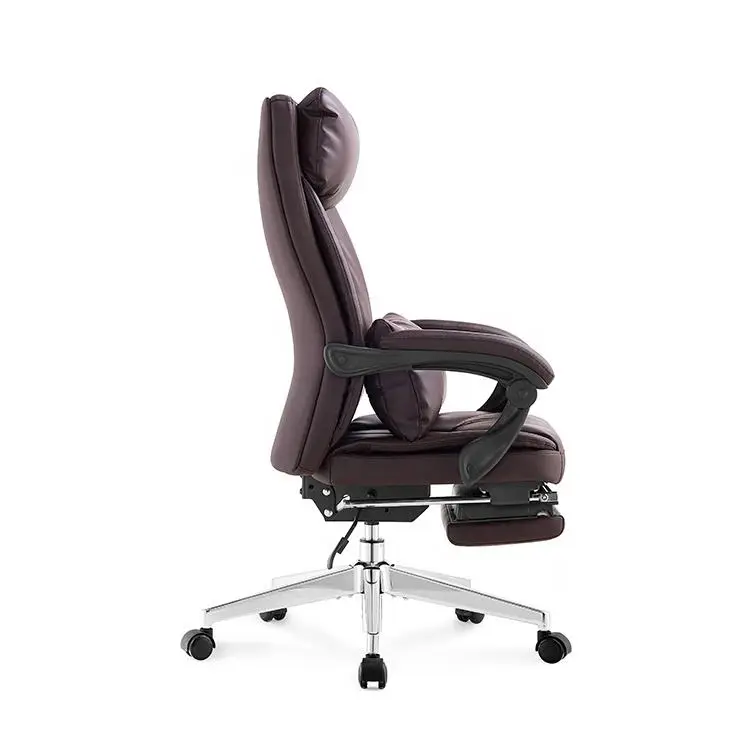 Luxury Boss Ergonomic Chair Recliner Soft Genuine Leather Revolving Swivel Management Executive Office Chair With Footrest — image 5