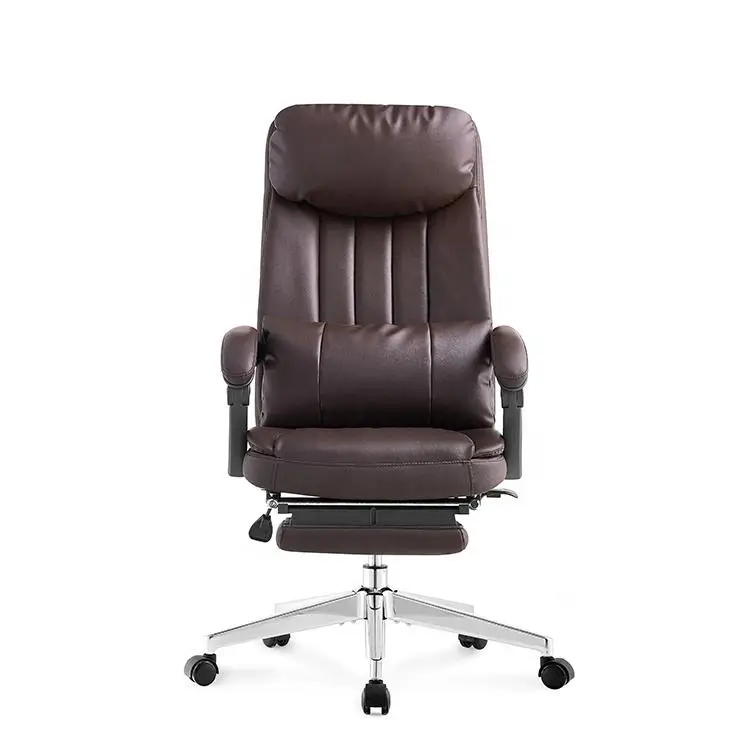 Luxury Boss Ergonomic Chair Recliner Soft Genuine Leather Revolving Swivel Management Executive Office Chair With Footrest — image 6