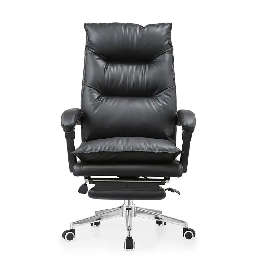 Wholesale Soft Ergonomic Office Furniture Silla Escritorio Executive Recliner Boss Chairs Luxury Black Pu Leather Office Chair — image 3