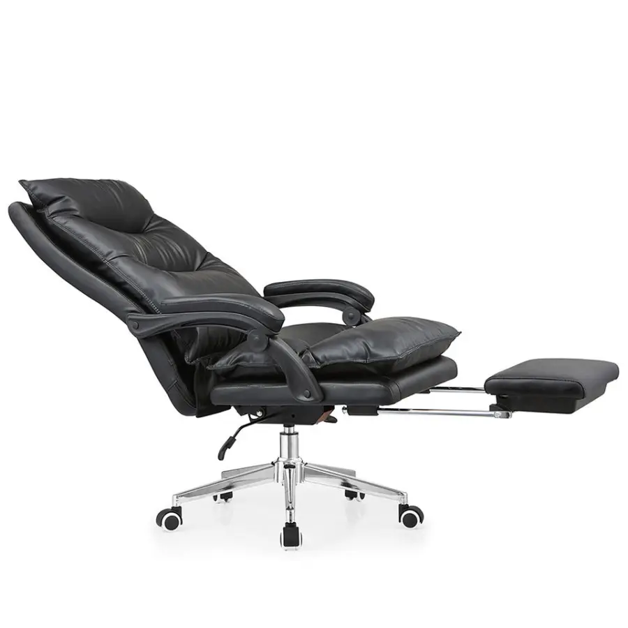 Wholesale Soft Ergonomic Office Furniture Silla Escritorio Executive Recliner Boss Chairs Luxury Black Pu Leather Office Chair — image 4