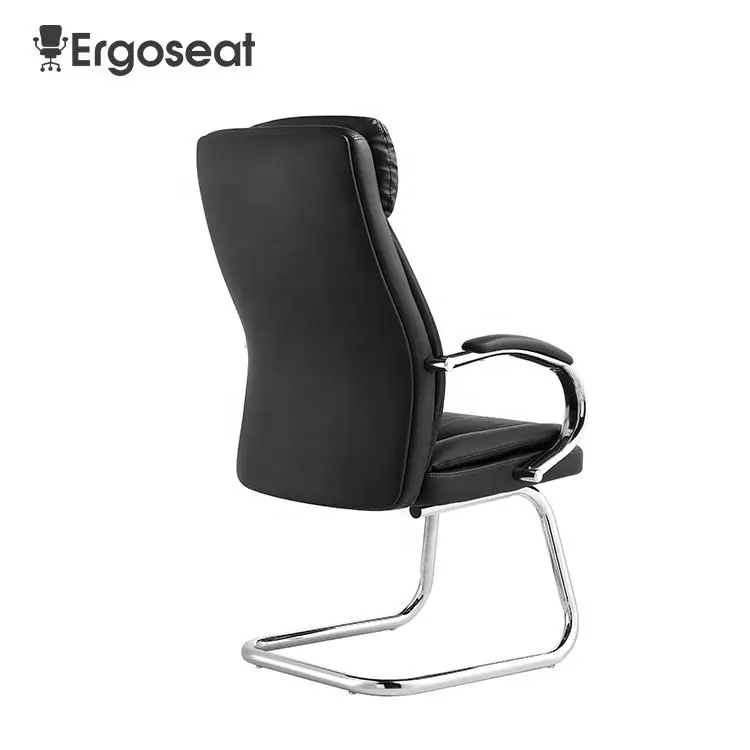 Factory Direct Sale High Back Executive Swivel Office Chair Chrome Metal Armrest With PU Padded Armpad Leather Chair — image 3