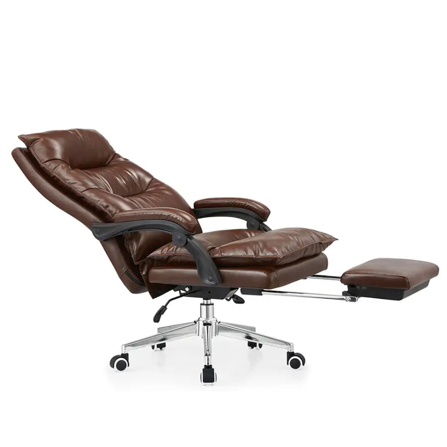 Wholesale Soft Ergonomic Office Furniture Silla Escritorio Executive Recliner Boss Chairs Luxury Black Pu Leather Office Chair — image 5