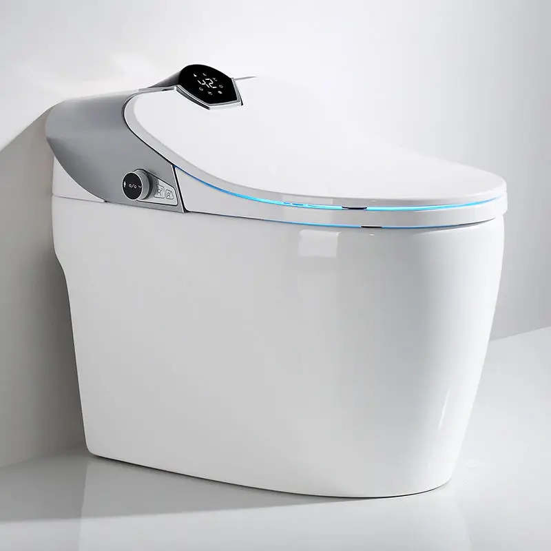 Water Closet No Water Pressure Modern Design Grey Smart Toilet Automatic Ceramic One Piece Sanitary Ware Intelligent Wc — view 1