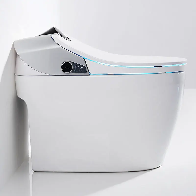 Water Closet No Water Pressure Modern Design Grey Smart Toilet Automatic Ceramic One Piece Sanitary Ware Intelligent Wc Toilet — image 3