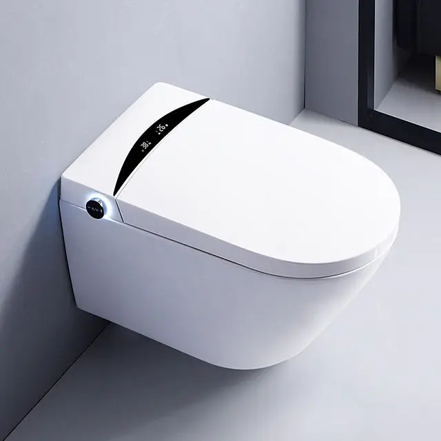 High Quality Wall Mounted Ceramic One Piece Electric Intelligent Toilet Bowl Automatic Bathroom Wall Hung Smart Toilet Wc — image 3