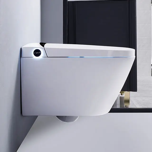 High Quality Wall Mounted Ceramic One Piece Electric Intelligent Toilet Bowl Automatic Bathroom Wall Hung Smart Toilet Wc — image 4