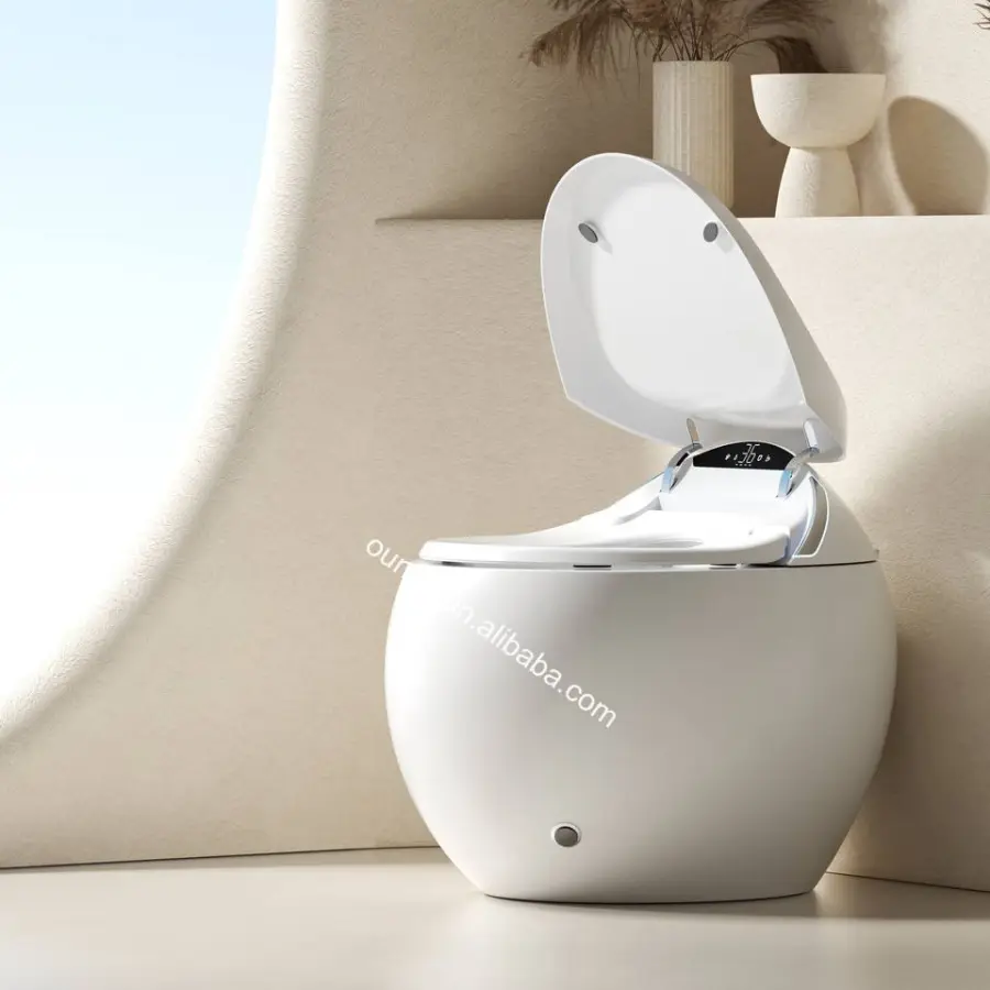 Hot Sale New Arrival Popular Modern Design Wc Egg Shape Intelligent Toilet Bowl Automatic Bathroom One Piece Smart Toilet — image 5