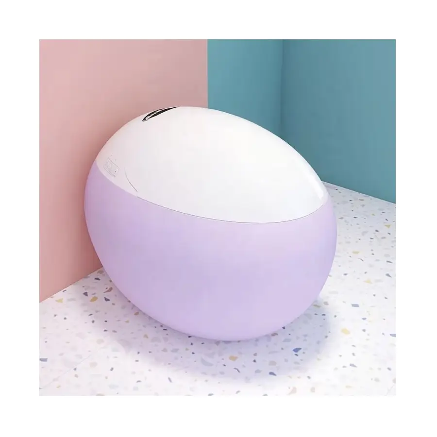 Intelligent Floor Mounted Wc Porcelain Toilet Bowl Bathroom Egg Shaep One Piece Automatic Ceramic Smart Toilet for Hotel — view 1