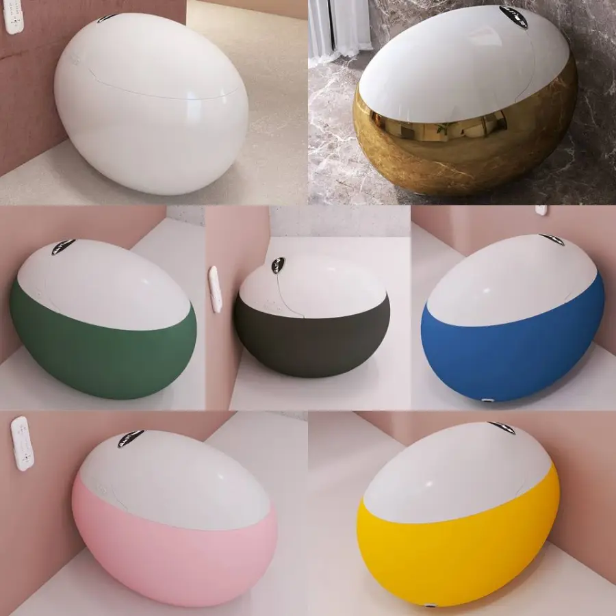 Intelligent Floor Mounted Wc Porcelain Toilet Bowl Bathroom Egg Shaep One Piece Automatic Ceramic Smart Toilet for Hotel Home — image 7