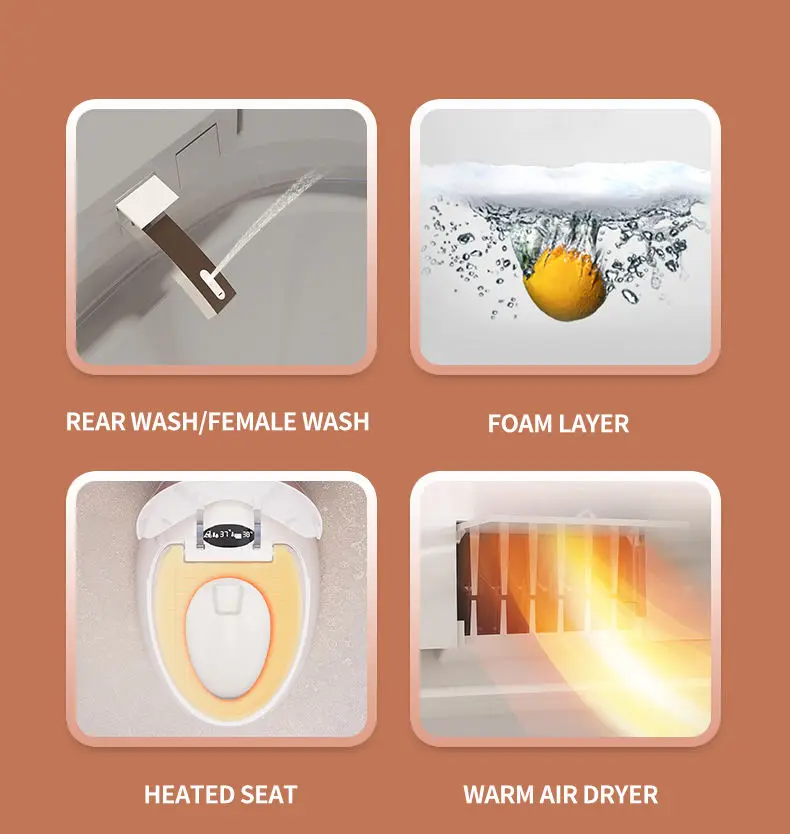 Gold Color Luxury New Arrival Egg Shape Wc Sanitary Ware Intelligent Toilet Bowl Bathroom One Piece Automatic Smart Toilet — image 5