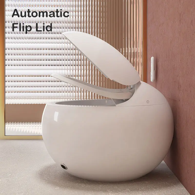 Egg Shape Luxury Modern Style Hot Sale Color Automatic Wc Toilet Bowl Floor Mounted Bathroom Intelligent Ceramic Smart Toilet — image 4