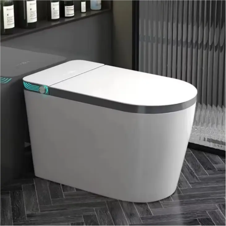 Big U Widened Seat Ring Floor Mounted Intelligent Water Closet Bathroom Ceramic Automatic Toilet Seat Smart Toilet Bowl — view 1