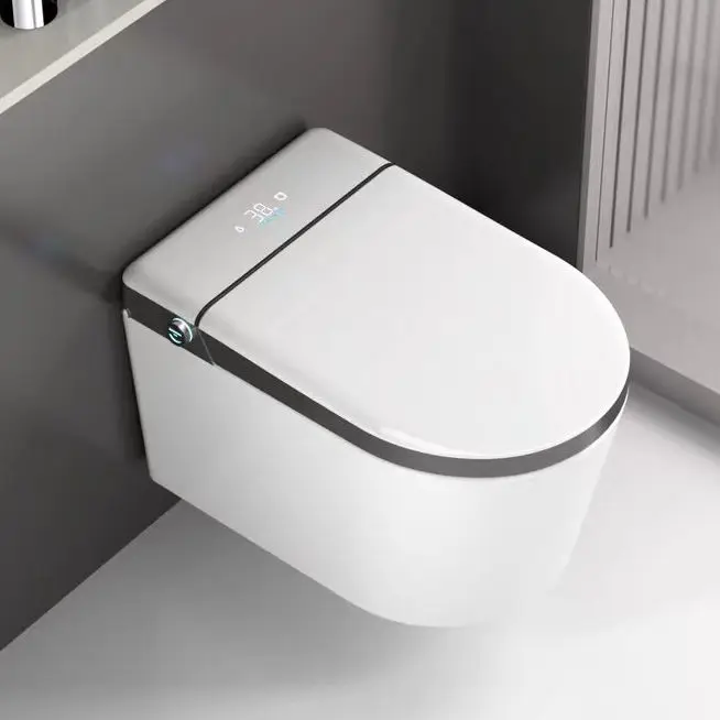 New Arrival Intelligent Wall Mounted Sanitary Ware Bathroom Automatic Hanging Water Closet Ceramic Wall Hung Smart Toilet — image 2