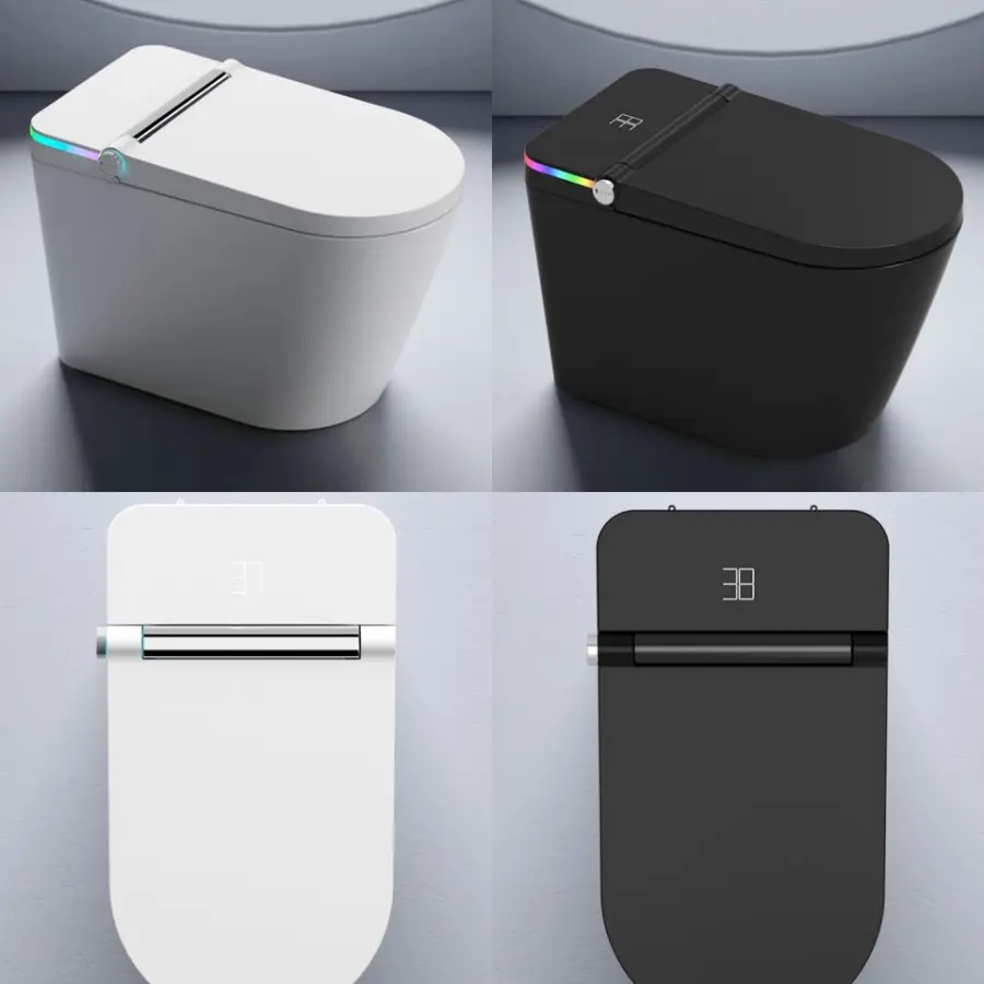 Color Ambient Light Elongated Intelligent Sanitary Ware Water Closet Bathroom Automatic Floor Mounted Ceramic Smart Toilet — image 2