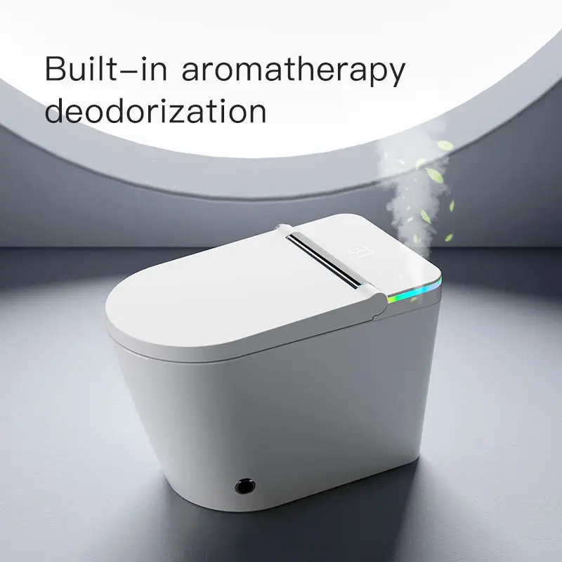 Color Ambient Light Elongated Intelligent Sanitary Ware Water Closet Bathroom Automatic Floor Mounted Ceramic Smart Toilet — image 3