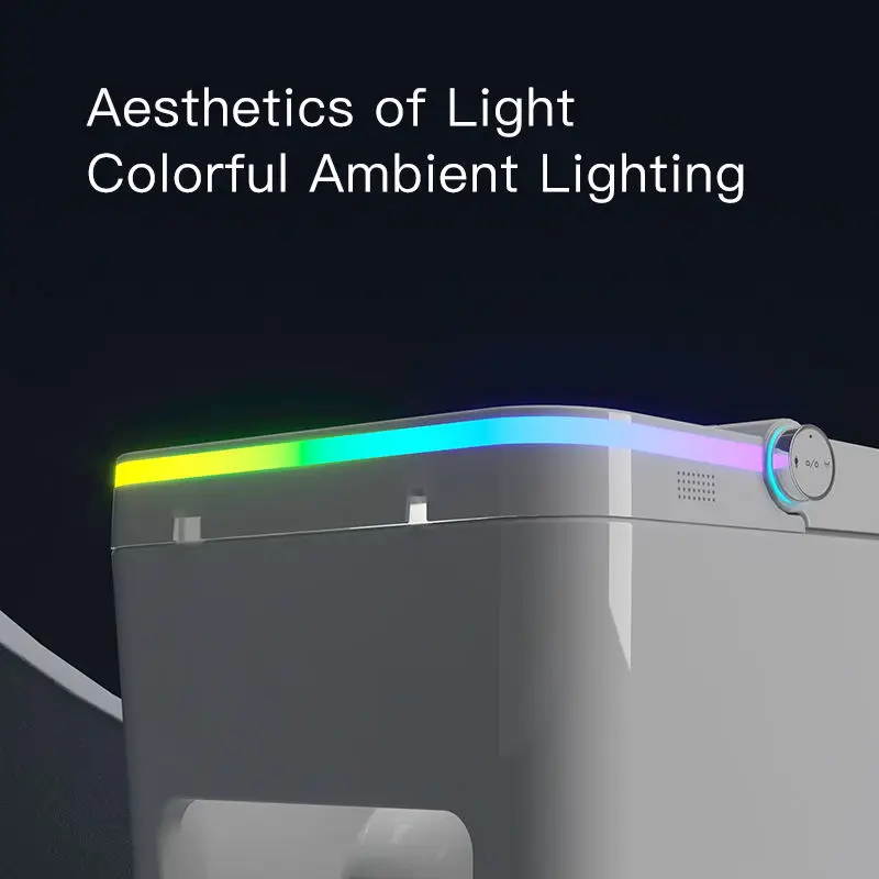 Color Ambient Light Elongated Intelligent Sanitary Ware Water Closet Bathroom Automatic Floor Mounted Ceramic Smart Toilet — image 4