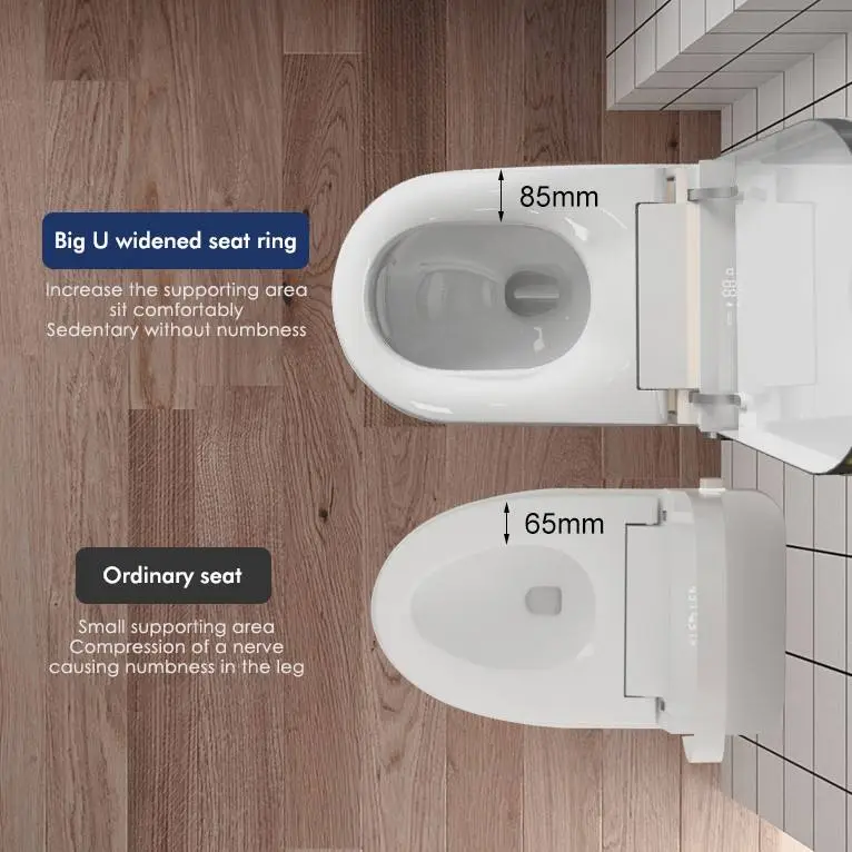 Big U Widened Seat Ring Floor Mounted Intelligent Water Closet Bathroom Ceramic Automatic Toilet Seat Smart Toilet Bowl — image 7
