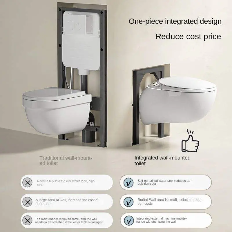 High-end Egg Shape Hanging Automatic Sanitary Ware WC Water Closet Bathroom Intelligent Electric Ceramic Wall Hung Smart Toilet — image 2