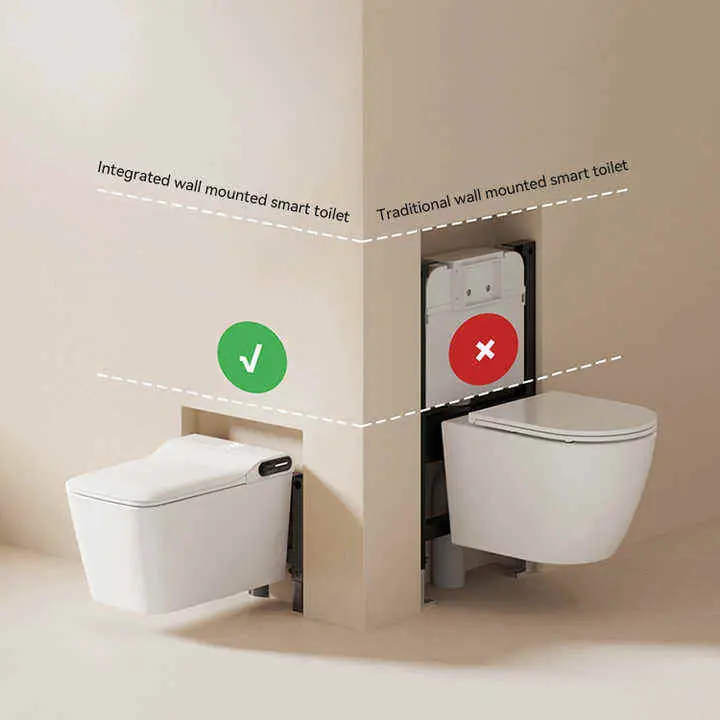 Luxury Modern Design Wall Mounted White Color Intelligent Water Closet Bathroom Automatic Wall Hung Smart Toilet Bowl — image 2