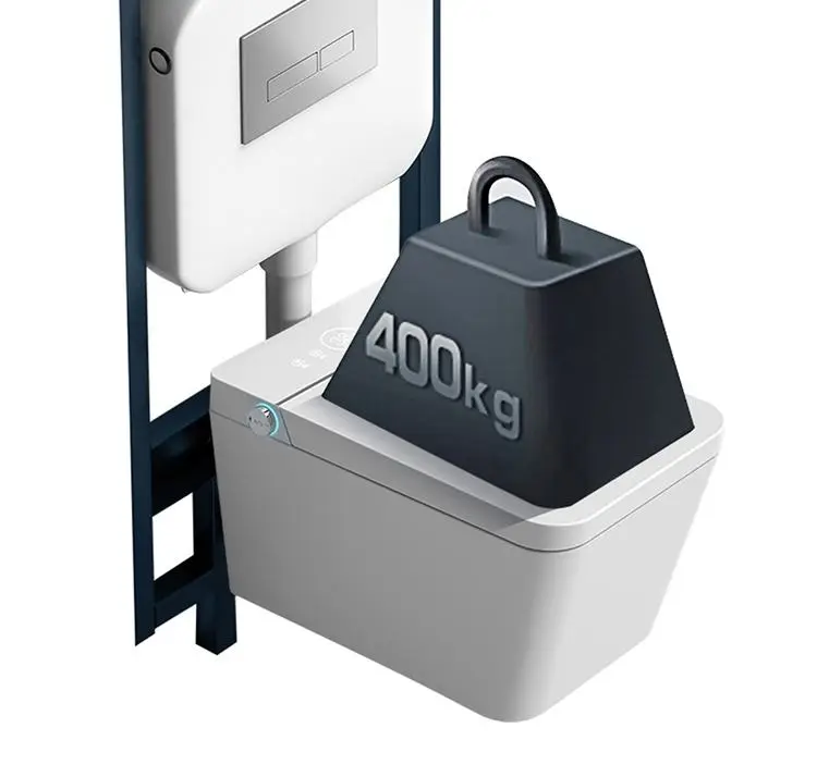 Wall Mounted Square Intelligent Sanitary Ware Water Closet Bathroom Ceramic Wall Hung Automatic WC Smart Toilet With Water Tank — image 3