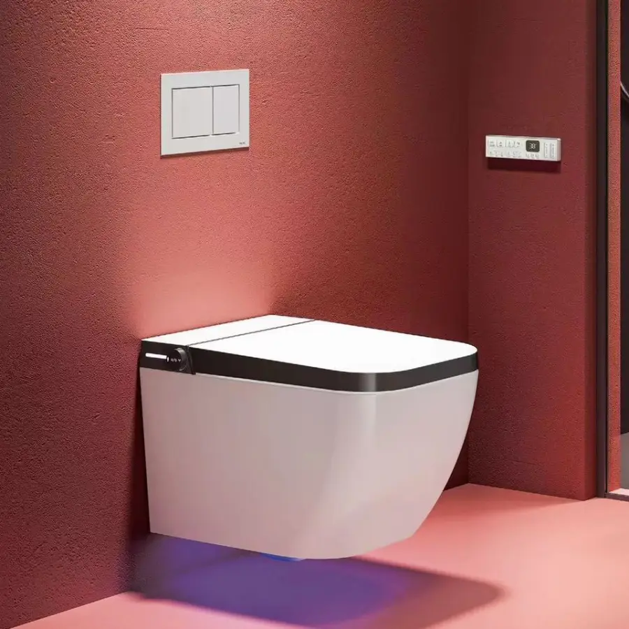 Good Quality Ceramic Intelligent Wall Mounted Sanitry Ware Water Closet Bathroom Automatic WC Wall Hung Smart Toilet Com — view 4