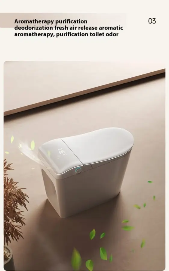 Woman Elegant Curved Shape Floor Mounted Intelligent Ceramic WC Toilet Bathroom Auto Foot Sensor Smart Toilet Commode — image 3