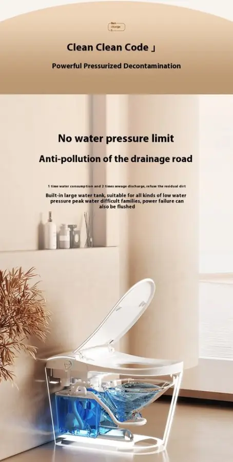 Woman Elegant Curved Shape Floor Mounted Intelligent Ceramic WC Toilet Bathroom Auto Foot Sensor Smart Toilet Commode — image 5