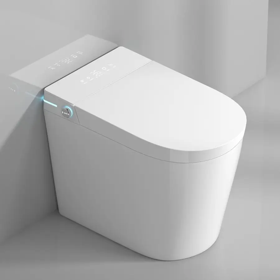 Small Size Intelligent Water Closet Bathroom Auto Sensor Floor Mounted One Piece Smart Toilet Commode — view 1