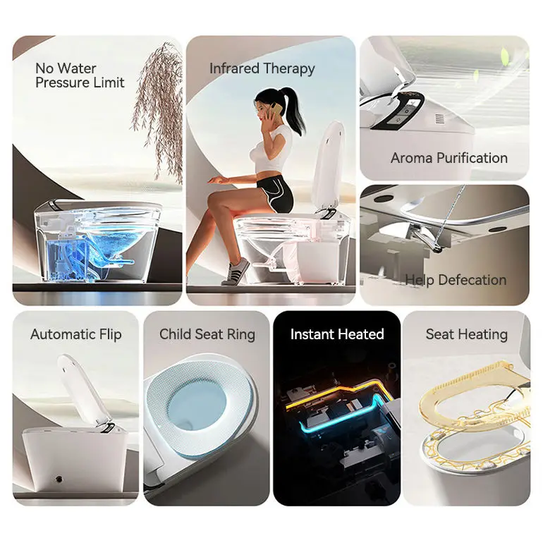 Luxury Modern New Design Good Quality Ceramic Intelligent Floor Mounted Water Closet WC One Piece Automatic Smart Toilet Commode — image 4