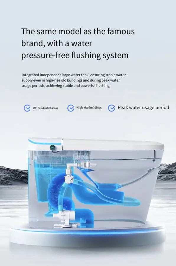 U Shape New Arrival Floor Mounted Intelligent Ceramic Water Closet Bathroom UV Auto Foot Sensor Smart Toilet Commode — image 6