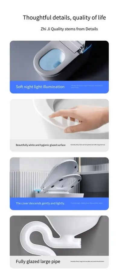 U Shape New Arrival Floor Mounted Intelligent Ceramic Water Closet Bathroom UV Auto Foot Sensor Smart Toilet Commode — image 7