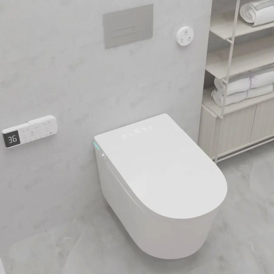 Wall Mounted Electric Intelligent Water Closet Auto Sensor Bathroom Wall Hung One Piece Smart Toilet — view 1