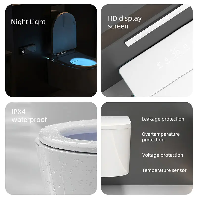 Wall Mounted Electric Intelligent Water Closet Auto Sensor Bathroom Wall Hung One Piece Smart Toilet — image 4