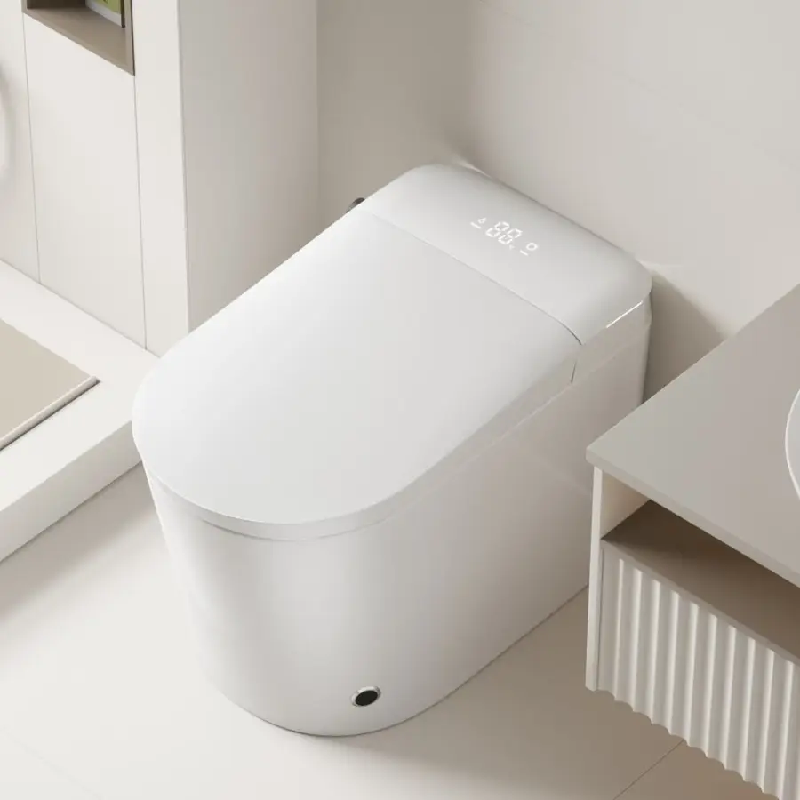 No Water Pressure Limit Small Size Luxury Intelligent Water Closet Bathroom Auto Foot Sensor One Piece Toilet Commode — image 3